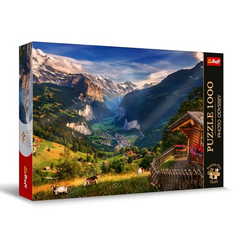 Trefl Premium Plus Quality - Puzzle Photo Odyssey: Vale de Lauterbrunnen, Suíça - 1000 peças, série única de fotografias, ajuste peças, para adultos e crianças a partir de 12 anos