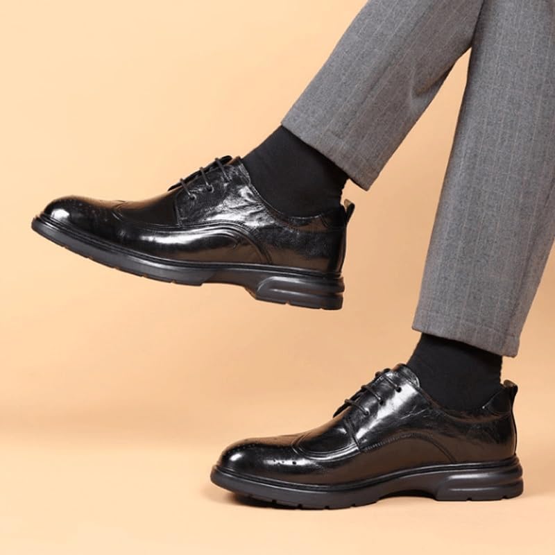 Mens Leather Fashion Oxford Shoes Men's Handmade Leather Modern Classic Lace up Leather Lined Perforated Dress Oxfords Shoes3