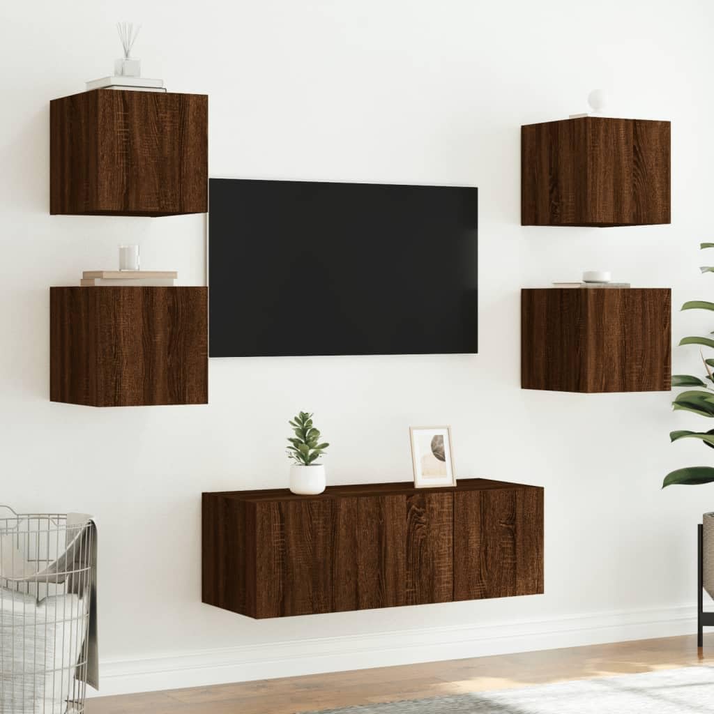 ShGaxin Szafka ścienna z oświetleniem dąb brązowy 30,5x35x30 cm, stół telewizyjny, salon szafka telewizyjna, stół telewizyjny, stół telewizyjny, meble do salonu, stół do salonu TV - 837230