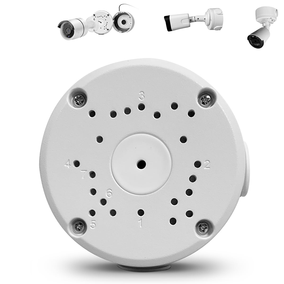 【Only Compatible with Bullet Cameras】 Universal Bullet Security Camera Mount Bracket Hide Cable, Metal Electric Enclosure, Waterproof Outdoor Camera Cover, Base Junction Box for CCTV Cams (1 Pack)Global Recycled StandardGlobal Recycled StandardGlobal Recycled Standard