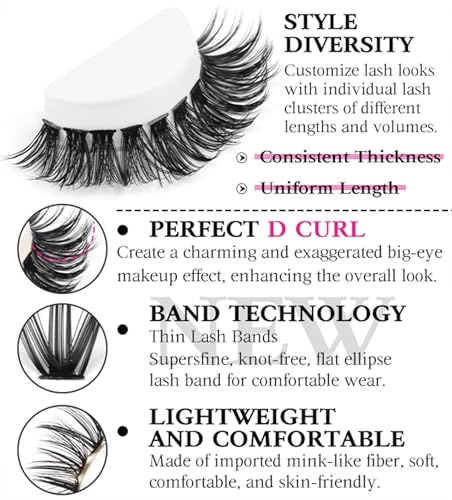 Image of DIY Lash Extension Kit Cluster Lashes 280 pcs Lash Clusters with Lash Brush D Curl Volume Eyelashes Extensions 9-16 mm 40D+50D Individual Lashes Thin Band Eyelashes Cluster Kit for Beginners (No Glue)