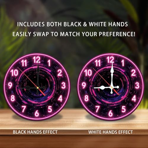 10 " Neon Pink Wooden Wall Clock product photo 10 " Neon Pink Wooden Wall Clock product
