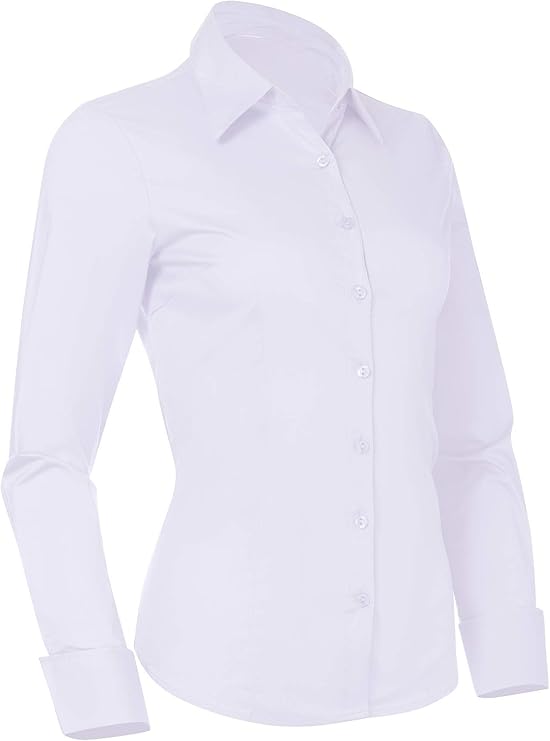 PIER 17 Button Down Shirts for Women, Tailored Long Sleeve Casual Business Professional Office Work Collared Dress Blouse