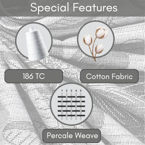 Image of Mafatlal 186 Tc Corsica Pure Cotton King Size Bedsheet | 274 X 274 Cm | Summer Flat Sheet for Relaxing Sleep Comfort | Includes 2 Pillow Covers | Grey Luster