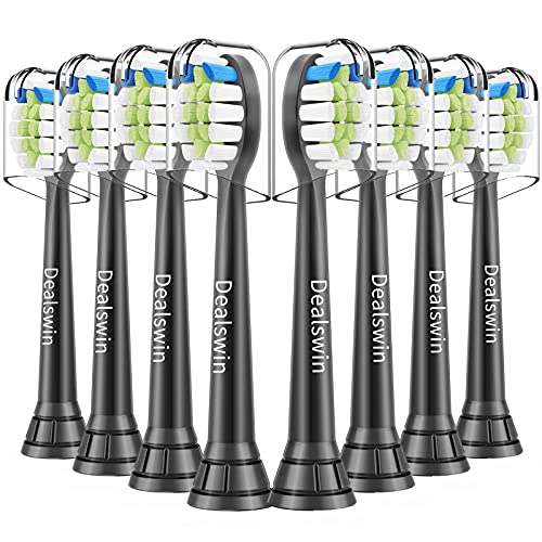 Dealswin フィリップス ソニッケアー 対応 替えブラシ 互換ブラシ 歯垢除去 レギュラーサイズ 8本入 ダイヤモンドクリーン イージークリーン プロテクティブクリーン などと互換性あり ブラック