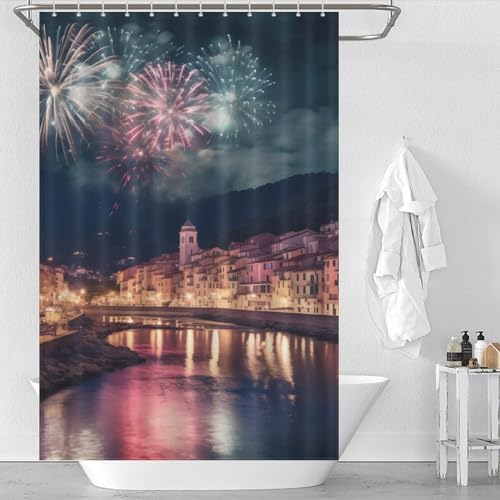 Rideau de douche imperméable feux d'artifice pour éviter l'eau sur le sol de bain
