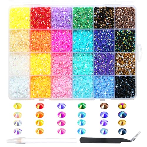 12000Pcs Diamantes para Uñas, BetterJonny Cristales para Uñas 4mm Cristales Gemas Piedras para Uñas Diamantes de Imitación Gemas de Espalda Plana para Uñas Maquillaje Ropa Manualidades DIY Handwerk,A