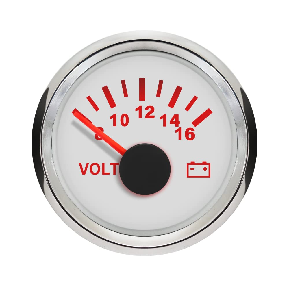 ELING Voltmètre Voltmètre 12V 8-16V avec rétro-éclairage 52mm(2") pour Auto RV SUV Moto