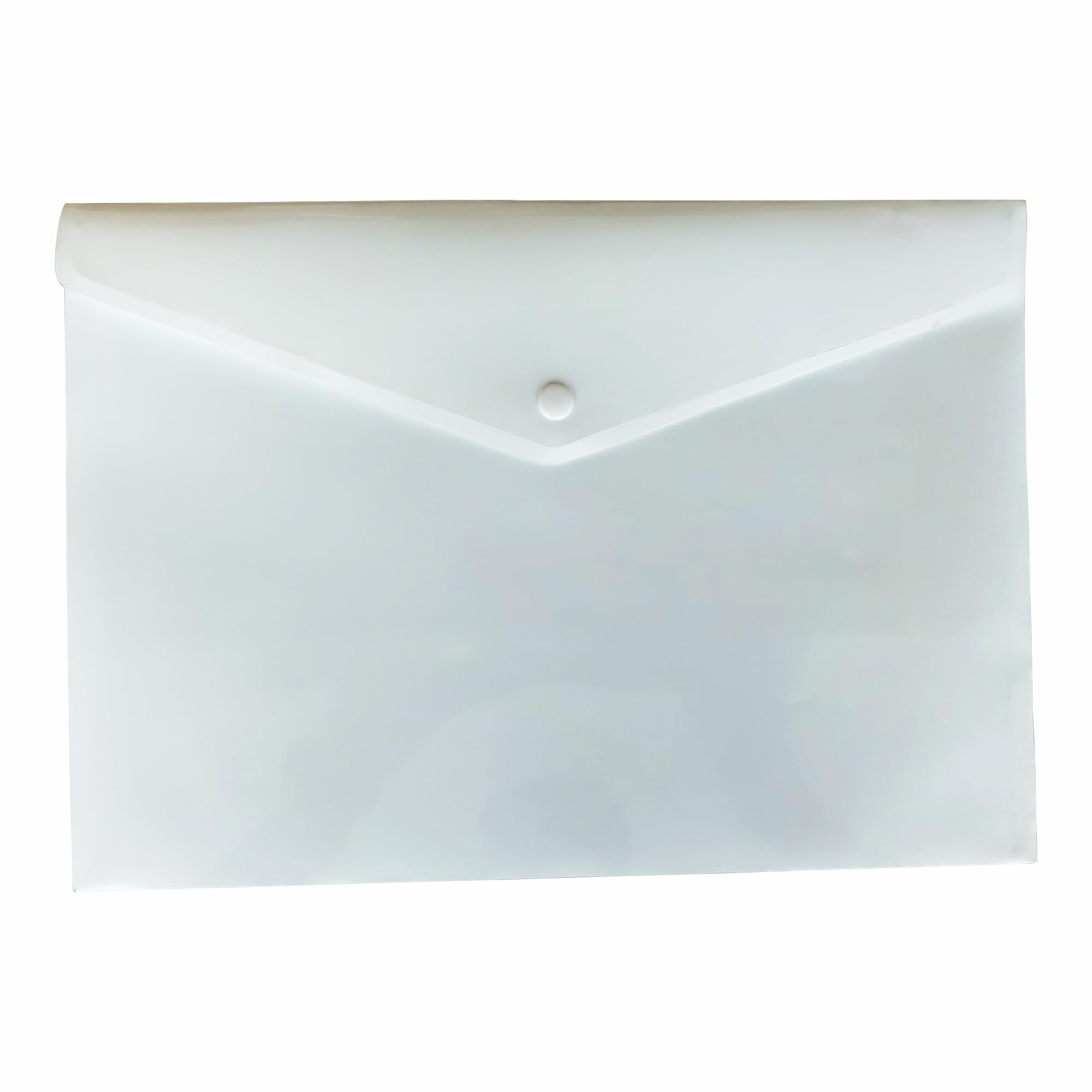 Pack of 10 - White A4 Stud Document Wallet Folder Carry Popper Folder A4 Polypropylene File Plastic Envelope File with Button Closure Document Organizer for Offices & Home