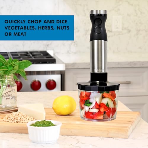 Kenmore 4-in-1 Handheld Immersion Blender with Food Processor, Chopper, Whisk & 700mL Beaker, Stainless Steel Stick Blender with Quad Blade for Baby Food, Soup, Puree & Smoothies - Image 3