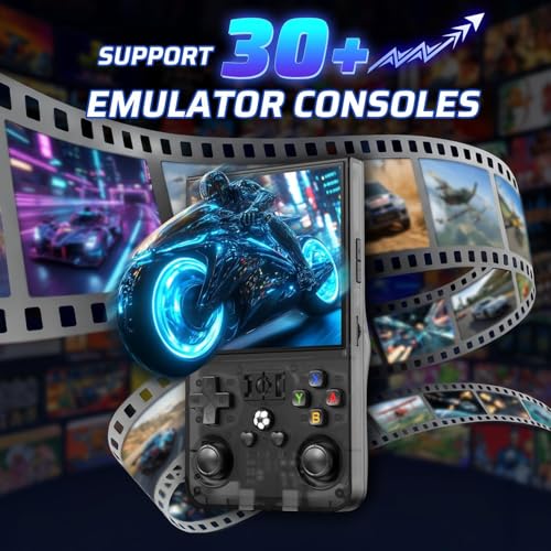 Image of R36MAX Retro Handheld Game Console, 4.0 Inch IPS HD Screen Portable Retro Gaming Console, 1.5GHz CPU Support 30+ Emulator Console Video Game Console, 4000mAh Battery (128GB Black)