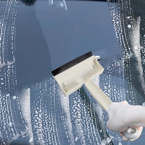 Image of Double-Sided Glass Cleaning Sponge Brush Set, Bathroom Shower Glass, Mirror, Tile Wipe Brush and Wiper, Comes with 5 Spare Sponges