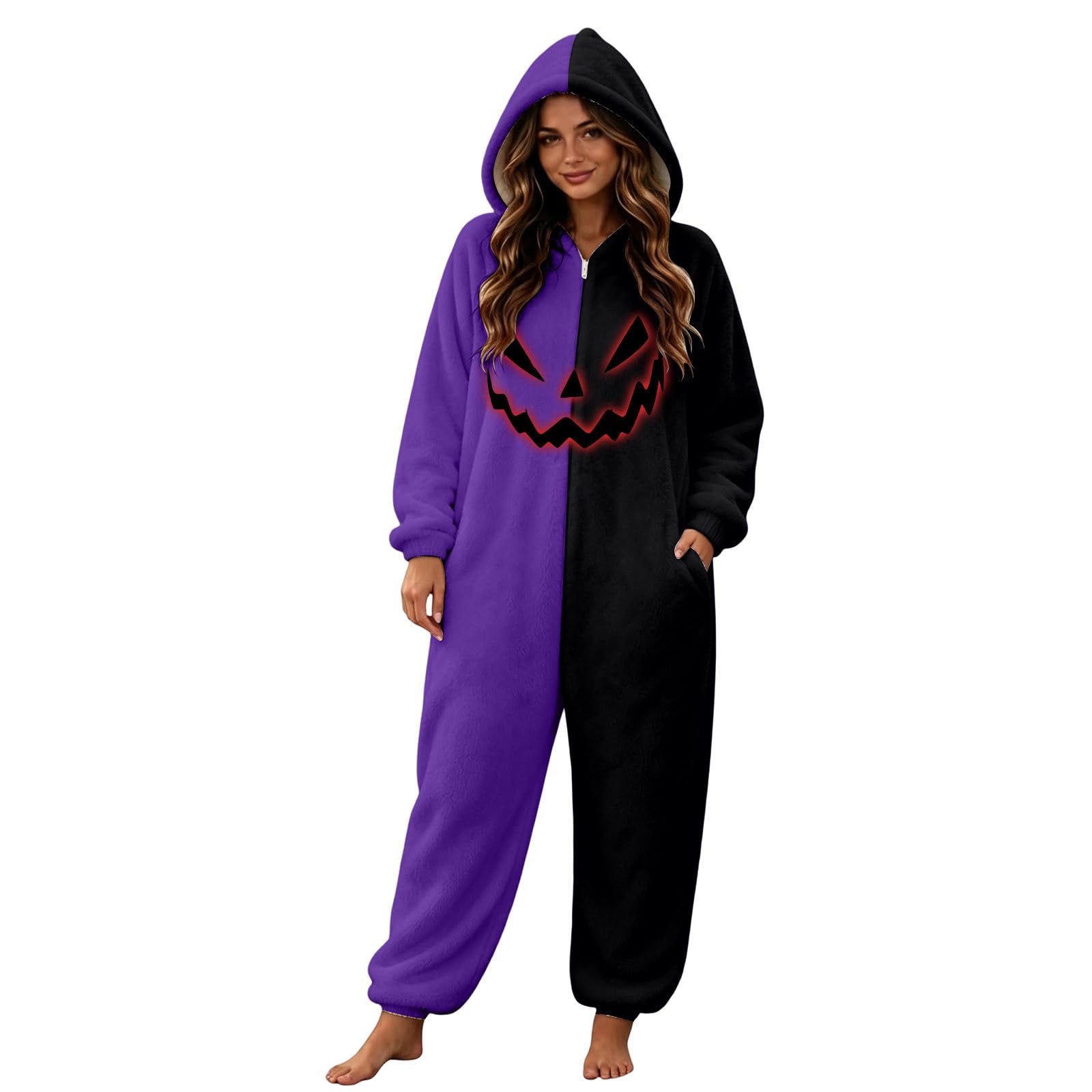 Ganzkörper Pyjama Kostüm Frauen Halloween Herren Werwolf Faschingskostüme Damen Lustige Kostüme Ganzkörperanzug Onesie Lustiges Cosplay Witzig Große Größen Warm Für Erwachsene Karneval Halloween-Kostü