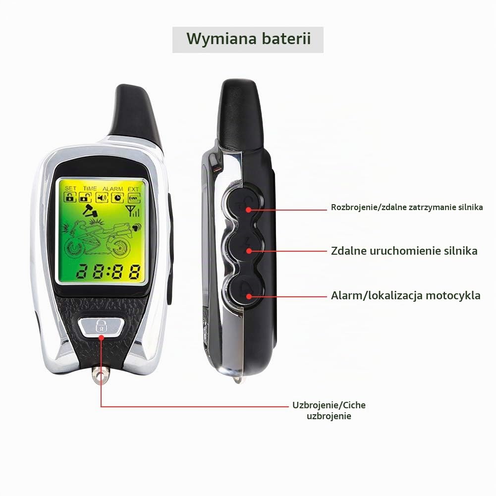 EASYGUARD EM209 2-drożny motocyklowy system alarmowy ze zdalnym rozrusznikiem silnika czujnik mikrofalowy kolorowy wyświetlacz LCD w zestawie wersja uniwersalna