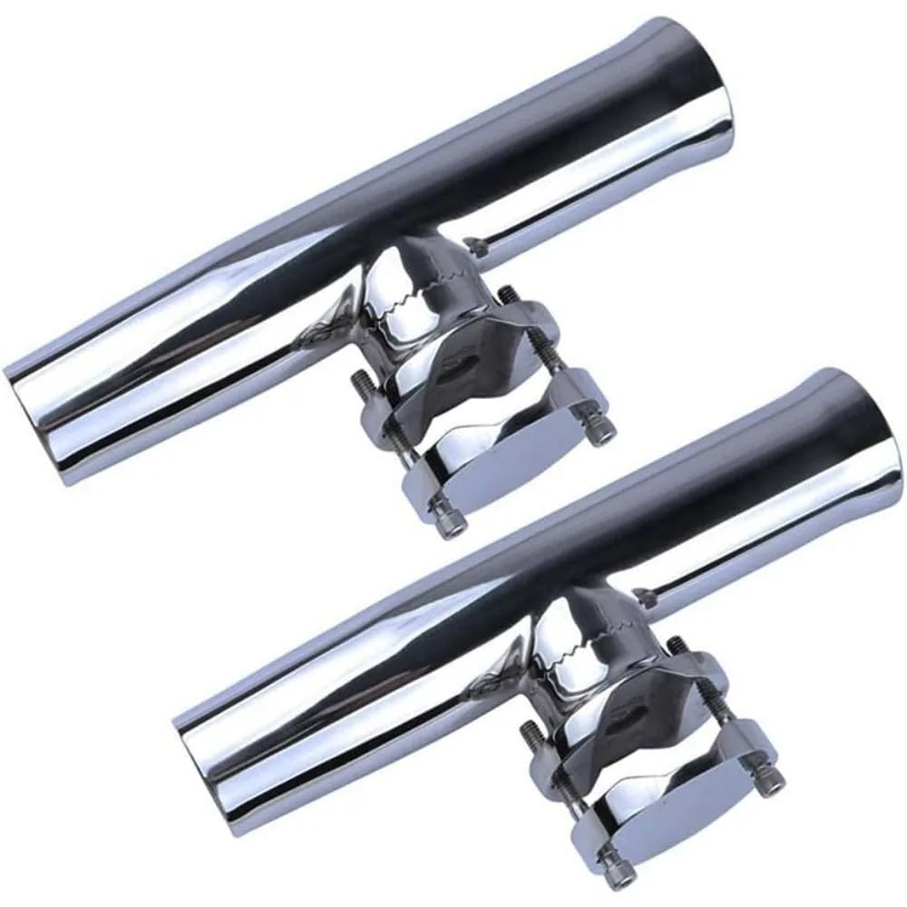 HNULGVI boat rod holders (2X) 316 Stainless Boat Fishing Holder Clamp On Fishing Rod Holder For Boat 1-1/4" To 2" Rail Gimbal Pin