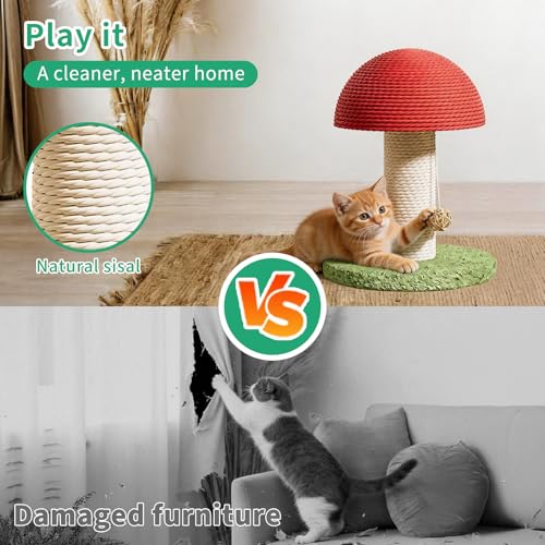 Rascador Para Gatos Pequeño De Sisal Con Forma De Hongo miniatura 5