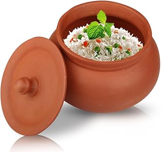 BHANVI 1550ml Handmade Clay Mathni Handi with Lid | Ideal for Dal, Dahi, and Curd | Traditional Earthenware Cooking Pot M1