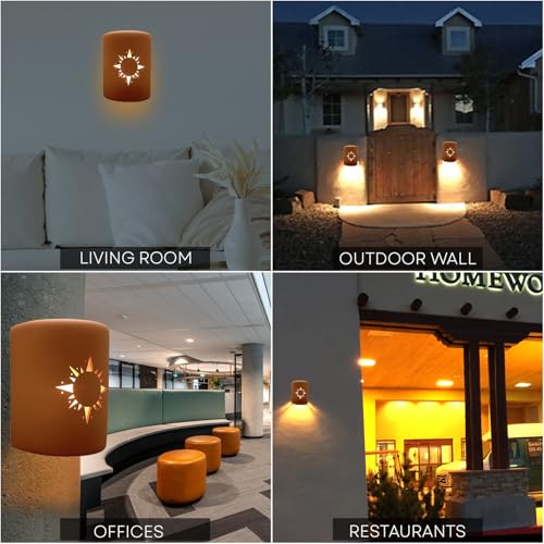 Image of Wall Sconce, Sunburst (Terracotta) Indoor /Outdoor Ceramic Cylinder Porch Light, Indoor /Outdoor Wall Sconce for Interior and Exterior Decor (100 Watt, 9.25 inch H x 7.25 inch)