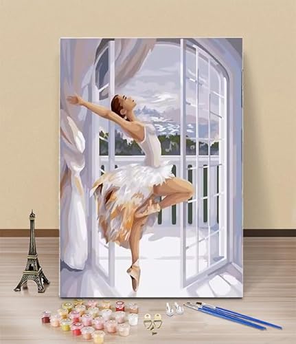HOLXSW Pintar por Numeros Adultos Bailarina 067 DIY Pintura por Numeros Cuadros para Pintar por Numeros Kit con Pinceles y Pinturas Acrilicos 40x50cm