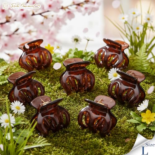 Pinzas de cabello octopus 6 pzas marrón grande miniatura 4