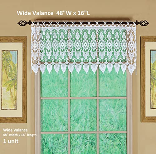 Today's Curtain Medallion Macramé Tailored Valance 16",White,48W x 16L, W 48" x L 16" (1 Panels) - Image 2