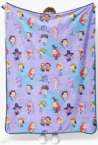 Jay Franco Kids Plush Throw Blanket – Ultra Soft Cozy Plush Fleece for Bed, Couch, Sofa, Home Décor, Official Licenseds Huntrix and Saja Boys, Light Purple - Kpop Demon Hunters, 46x60 - Throw Blanket