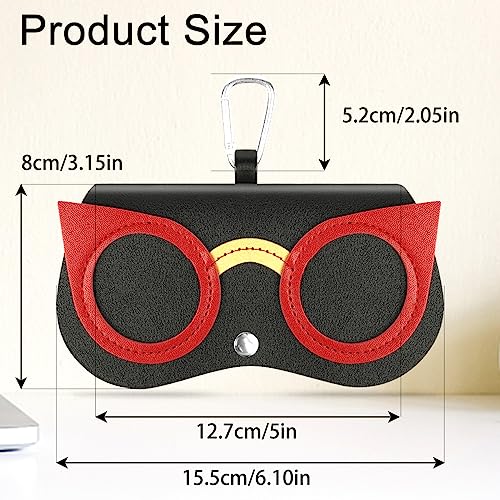 flintronic Mode Sonnenbrillenetui, 2 Stück Tragbares Etui Für Sonnenbrillen, Brillenetui Sonnenbrille Weich mit Karabiner, Trend Leder Sonnenbrille Tasche Mädchen, Brillenetui mit Tierkarikatur