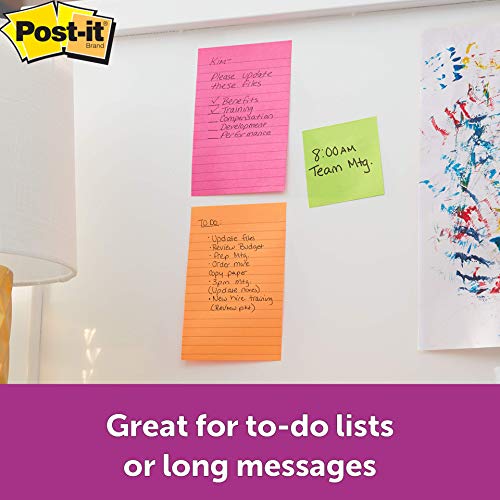 Image of 3M Post-it Super Sticky Lined Notes 4 Pads x 45 Sheets | 4 inch x 6 inch & Post-it Super Sticky Notes, 2X Sticking Power, 4 Pads /Pack, 45 Sheets /Pad
