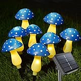 【Verbesserte Pilz-Solarleuchten】 8 realistische blaue Pilze, mehr Pilze, um Ihrem Garten eine festlichere Note zu verleihen. Originelles und einzigartiges Design, bringt leicht Spaß und skurrilen Charme in Ihren Garten.