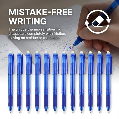Bolígrafos borrables de gel azul VILMA, pack de 12 miniatura 3