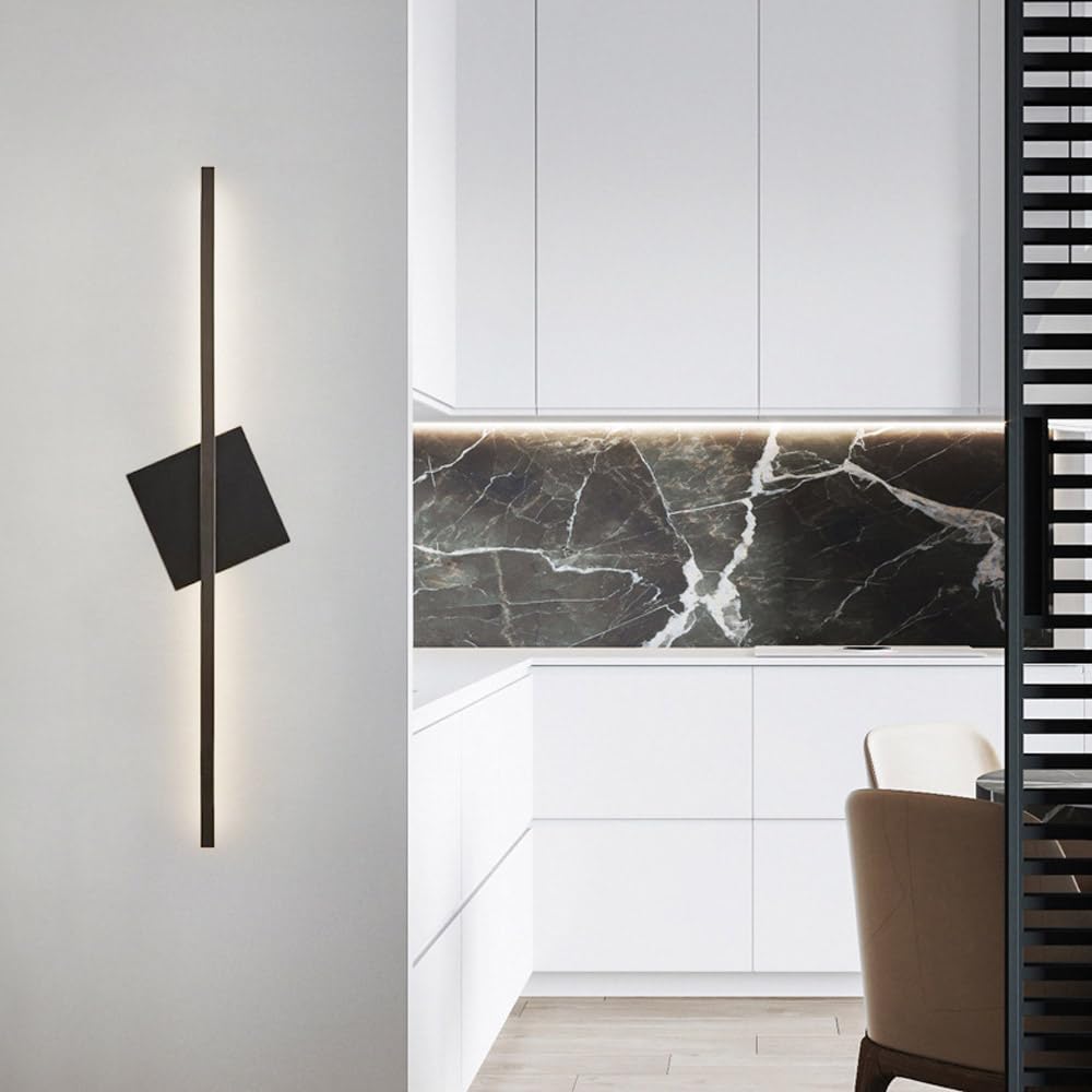 długie kinkiety paskowe, Mosiężny kinkiet liniowy 23,6 cala Regulowany LED 3000K-6000K(Dark)