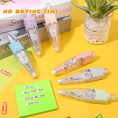 6 Pcs Retractable Correction Pen 236 Inches Retractable Mechanism Correction Tape Assorted Colored Pen Style Correction Tape Refillable Correction Pen For Office School Supplies, 6 Colors #TOP4