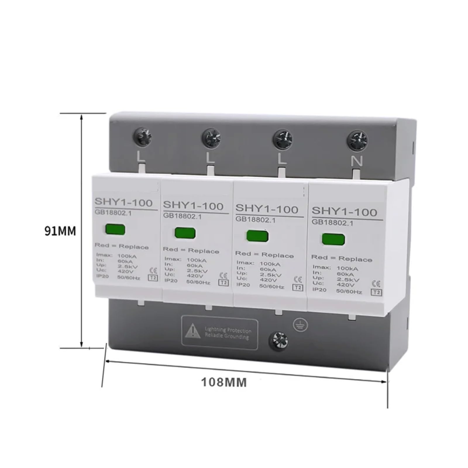 Dispositivo de protección contra sobretensiones SPD CA 3P+N 40~80KA 60KA~100KA 385V 420V Pararrayos doméstico Protector de bajo Voltaje(4P 420V AC,40-80KA)