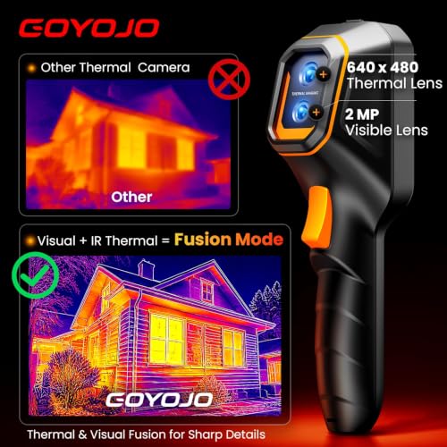 Image of GH340 Thermal Imaging Camera 640x480 Super Resolution, Dual-Camera with 2MP Visual Camera, 256x192 IR Resolution Handheld Thermal Camera for Home Inspection, HVAC Electrical Water Leak Break Detection