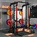 MEGASTAR Home Gym Package with Aluminum Pulley Set - 2000lbs Capacity All-in-One Commercial Smith Machine with Cable Crossover for Home Gym Garage, Includes 18 Attachments, P107 Red