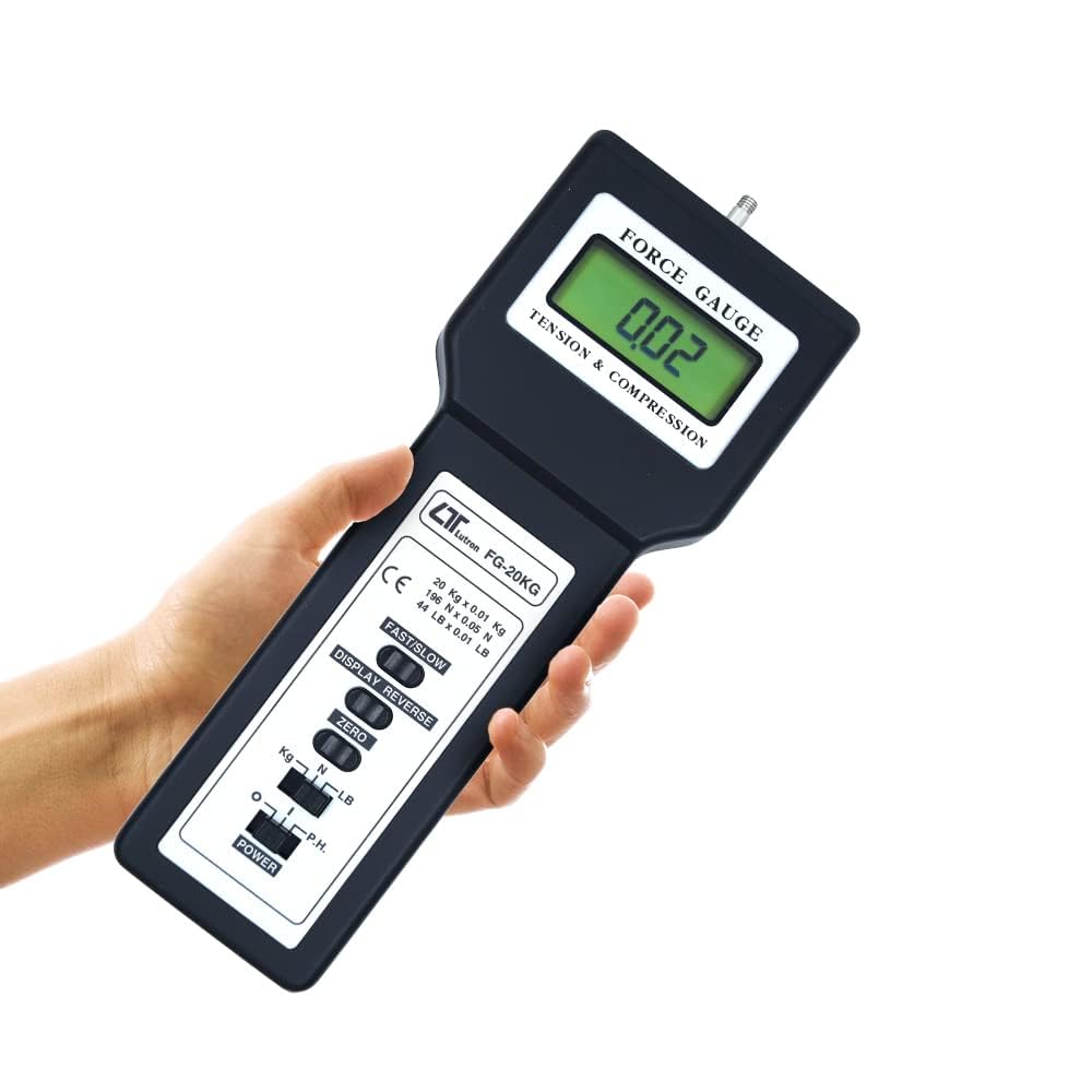 Medidor de fuerza digital electrónico (rango: 20 kg) para resorte de tensión, prueba de pelado, resorte de compresión | certificado de calibración de fábrica: FG-20KG |