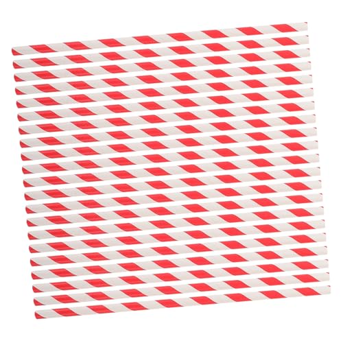 100 pitillos de papel rojos con rayas para fiesta miniatura 1