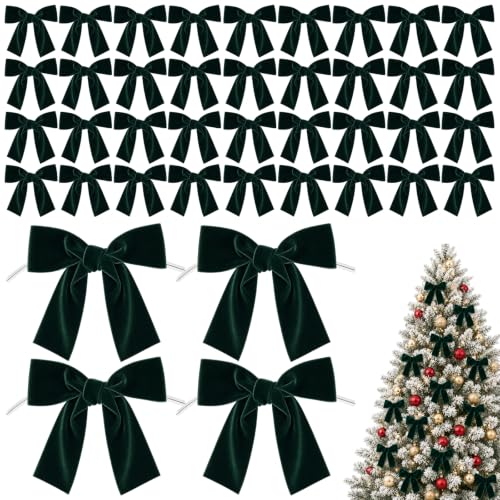 PUYUKO 40 Lazos para Árbol de Navidad, Lazos Navideños de Terciopelo