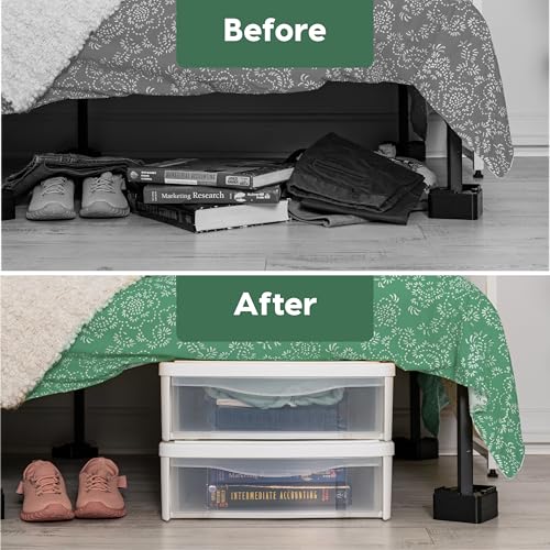 Image of IRIS USA 22 Qt Under Bed Storage, Stackable Organizer Bin Plastic Container with Sliding Drawer, 2 Pack, Multi-Purpose for Clothes, Shoes, Bedding, White