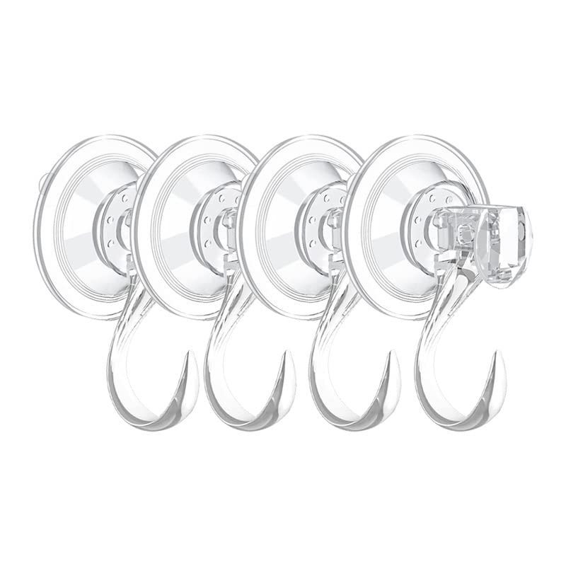 4 pack Suction Cup Heavy-Duty Hook Large Clear Reusable Wreath Vacuum Hook use for Windows Tiles Glass Smooth