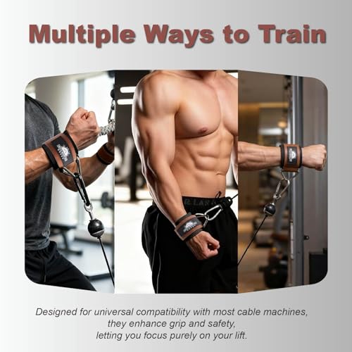 Image of Wrist Cuffs for Cable Machines - Padded & Adjustable Straps for Lateral Raises, Tricep Pushdowns & Strength Training
