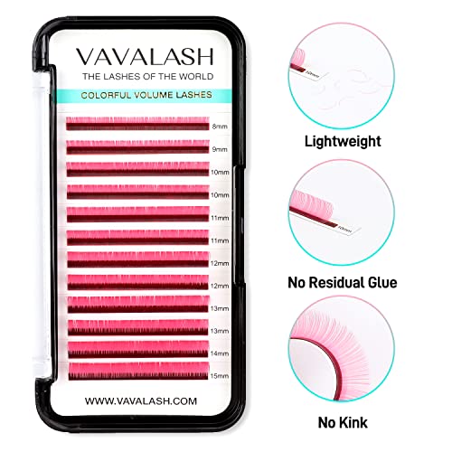 Image of Colored Lash Extensions 0.07mm DD Curl Pink Individual Volume Lashes Extensions 13-20 Mix Length Color Eyelash Extensions for Salon (Pink 0.07-DD, 13-20mm)