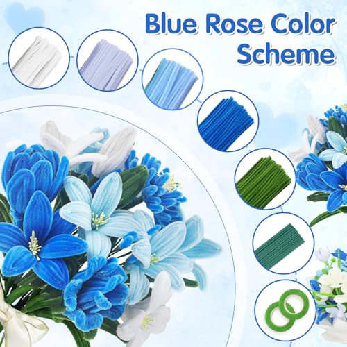 Image of 1000 PCS Pipe Cleaners Craft,Pipe Cleaners Flowers Kit with Handle