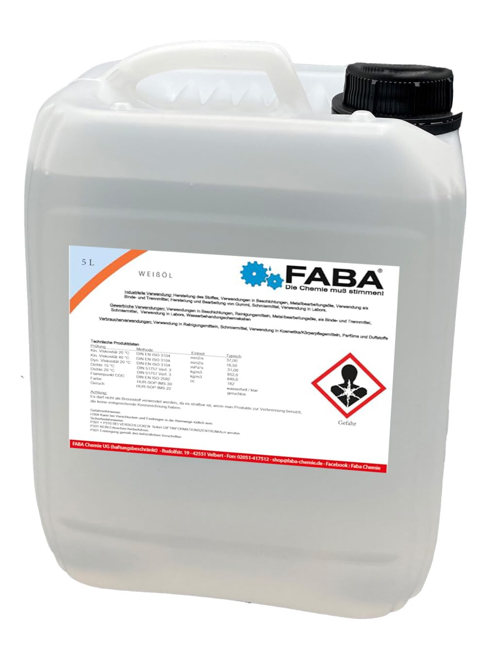 FABA Weißöl Paraffinöl 2 x 5 Liter