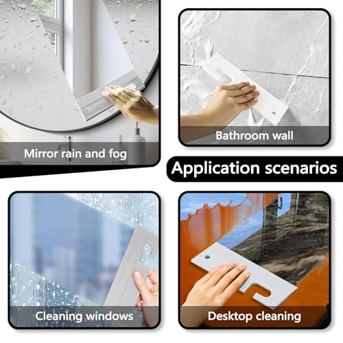 Image of 3 Pieces Mini Soft Silicone Window Squeegee, Hand Water Scraper with Hanging Hole, Small Mirror Cleaning Squeegee for Shower Glass Car Bathroom Dink Countertop (Gray)