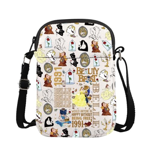 Image of ENSIANTH Cartoon Movie Inspired Gift Belle Lover Crossbody Bag A Tail as Old as Time Merch Belle Princess Beast Fans Gift (1991 CB)