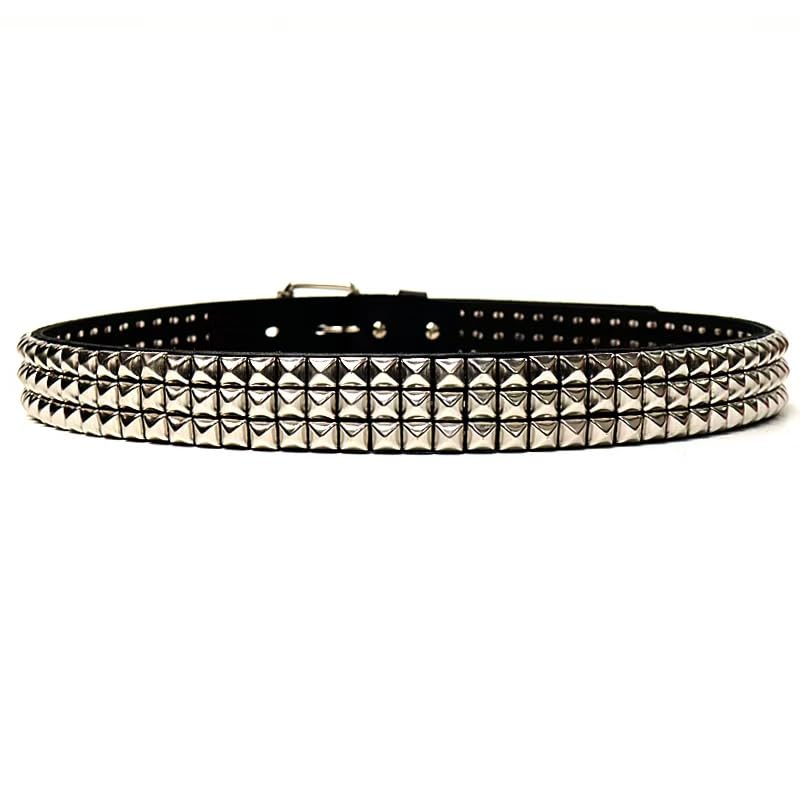 Genuine Leather Black Studded Belt for Men and Women - Punk Rock, Y2k, Goth Style with Rivets and Spikes for Jeans4