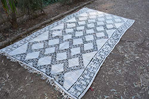 Marokkanische Beni ourain Berber Teppich Orient Teppich - 100% handgewebte natürlich Tribal Wolle Teppich - Diamant… – Bild 3