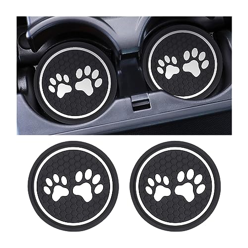 JNNJ 2 Piezas Posavasos para Coche, Redondos Posavasos De Coche Universal Antideslizante, Silicona Posavasos para Coche con Garras, Duradero Accesorios Interiores para La Mayoría Vehículos(Blanco)