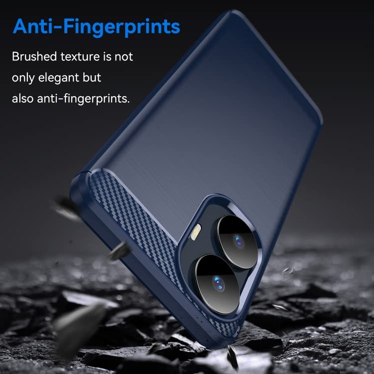 Image of NPRC Hybrid Ultra Slim Protective Case TPU Non-Slip Carbon Fiber Texture Shockproof Case Cover for REALME C55 - Blue